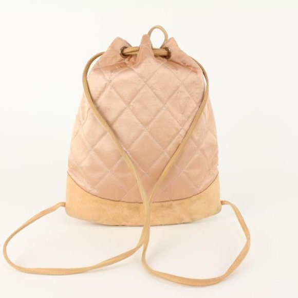 Chanel Pink Quilted Satin Crystal Logo Drawstring Chanel Pink Quilted Satin Crystal Logo Drawstring main image 3